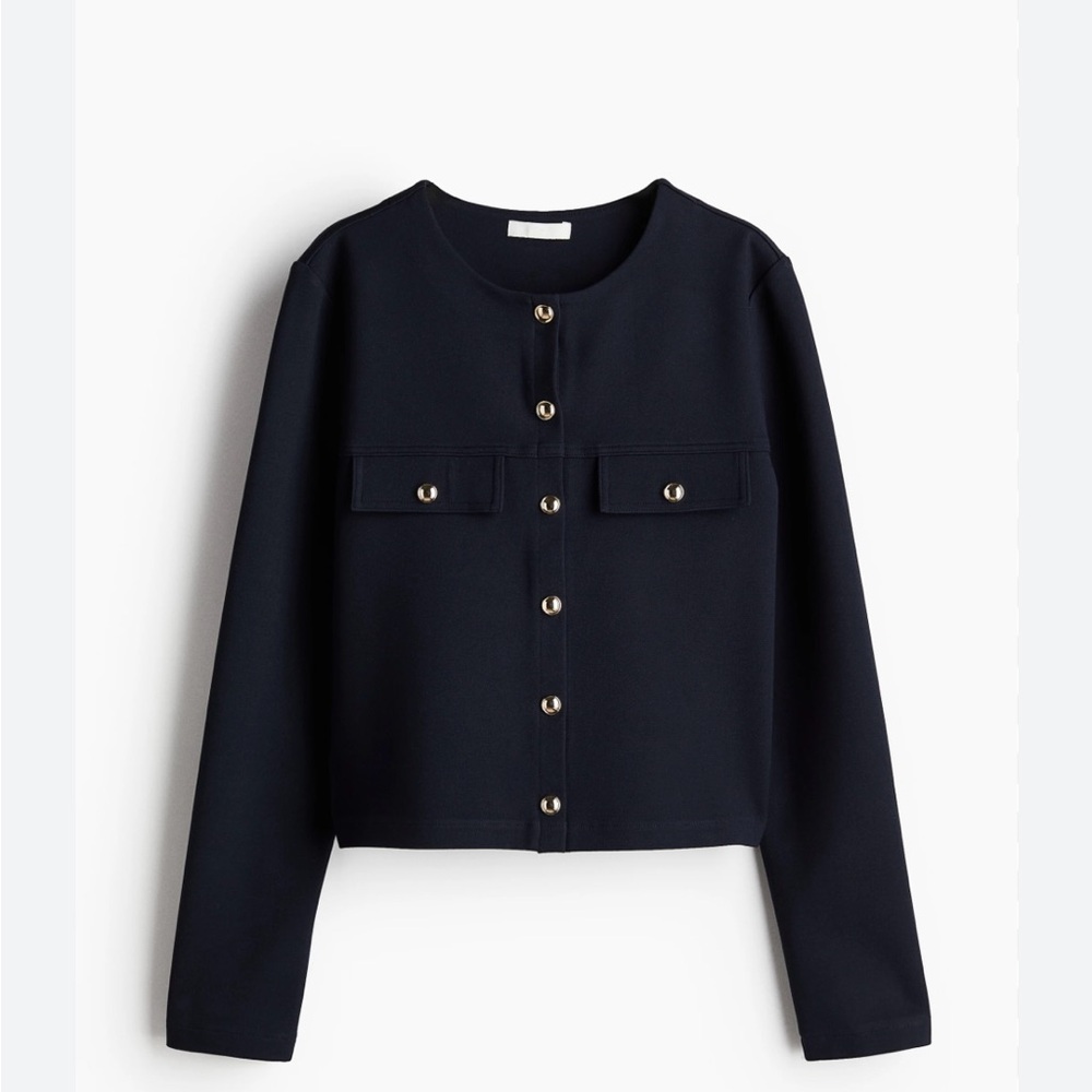 Brand New - H & M Navy Button-Up Jacket (not lined)